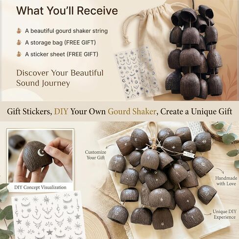Natural Sound Healing Shaker | Handmade with 36 Salin Nuts, Flowing Water Sound for Yoga, Meditation, ASMR, Sound Bath, Anxiety Relief & Spiritual Gift in Saudi Arabia