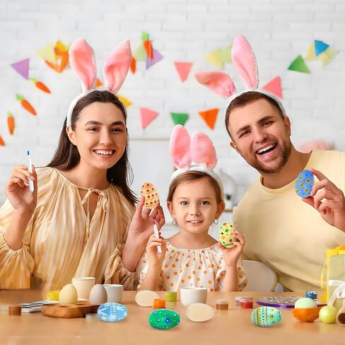 AUGSHY 6 Piece Easter Crafts for Kids,DIY Wooden Egg Shakers Set with Pens, Unfinished Musical Instruments for Classroom Home Party Decorations Easter Gifts in Kuwait