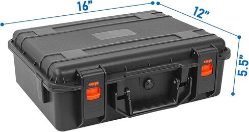 16 inch Hard Carrying Case,Shockproof Storage Box with Customizable Foam,Portable Protective Tool Box for Microphone,Recorder,Electronics,Tools,Cameras,Equipment and More, 16" x 12" x 5.5" in Kuwait