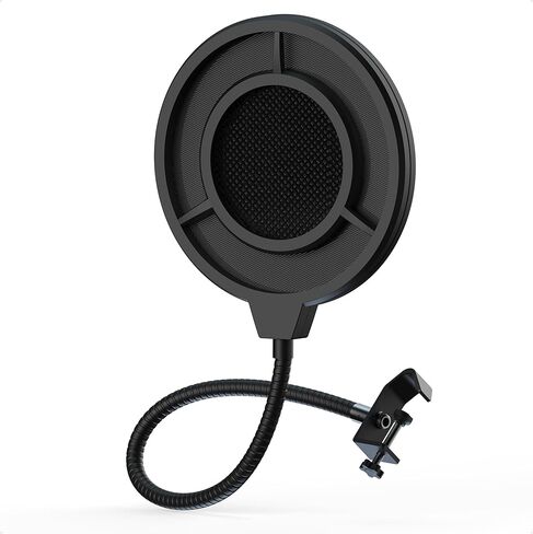 فلتر بوب IXTECH للميكروفون، درع عزل شبكي لفلتر الميكروفون متوافق مع Blue Yeti وأي ميكروفون آخر، درع مرشح البوب ​​للميكروفون ثنائي الطبقات مع مشبك مرن 360 درجة معقوفة in Kuwait