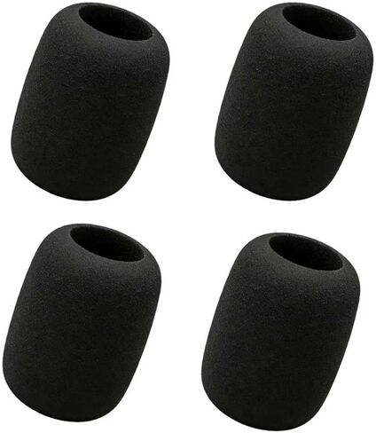 4 Pcs Black Mic Foam Covers Windscreen Pop Filter Compatible with Most Standard Wireless Mic System Microphone Covers for Live Singing and Karaoke Microphone Not Included in Saudi Arabia