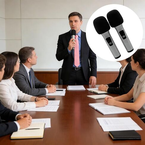 4 Pcs Black Mic Foam Covers Windscreen Pop Filter Compatible with Most Standard Wireless Mic System Microphone Covers for Live Singing and Karaoke Microphone Not Included in Saudi Arabia