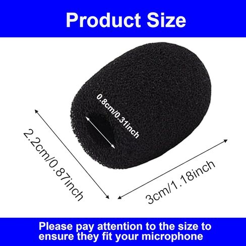 12 Pack Microphone Covers Foam, Noise Reduction Mic Cover, for Lapel and Headset Microphones Windscreen in Kuwait