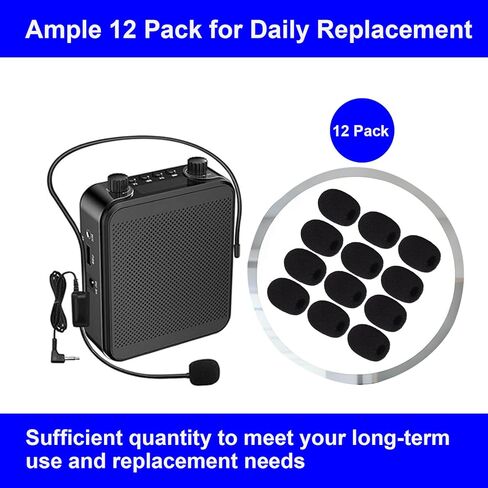 12 Pack Microphone Covers Foam, Noise Reduction Mic Cover, for Lapel and Headset Microphones Windscreen in Kuwait