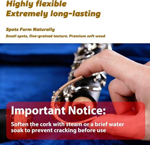 Clarinet Cork Replacement Kit | 3 PCS /37x90mm Corks, Cork Grease, Adhesive, Knife, 2x Sandpaper, Rope | Complete Maintenance & Repair Set in Kuwait