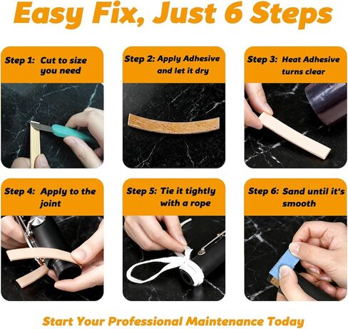 Clarinet Cork Replacement Kit | 3 PCS /37x90mm Corks, Cork Grease, Adhesive, Knife, 2x Sandpaper, Rope | Complete Maintenance & Repair Set in Kuwait