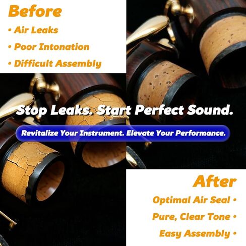 Clarinet Cork Replacement Kit | 3 PCS /37x90mm Corks, Cork Grease, Adhesive, Knife, 2x Sandpaper, Rope | Complete Maintenance & Repair Set in Kuwait