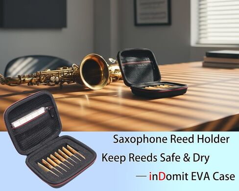 حافظة EVA Reed لـ Alto وTenor Saxophone وBass Clarinet وOboe وBassoon Reed | وحدة تخزين واقية باللونين الأسود والأحمر (الحافظة فقط) in Kuwait