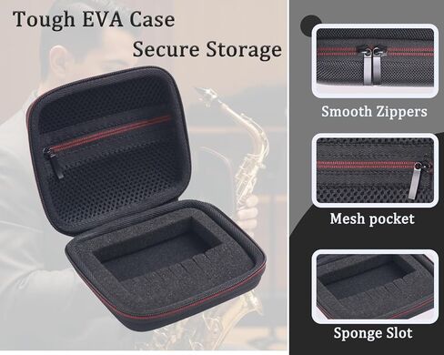 حافظة EVA Reed لـ Alto وTenor Saxophone وBass Clarinet وOboe وBassoon Reed | وحدة تخزين واقية باللونين الأسود والأحمر (الحافظة فقط) in Kuwait