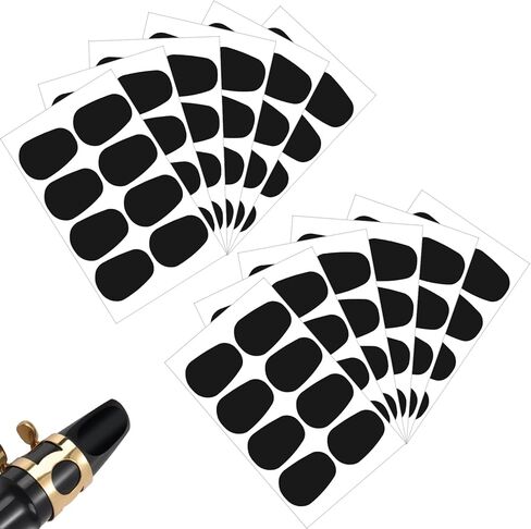 0.8 MM Saxophone Mouthpiece Pads, 48 PCS Clarinet Mouthpiece Patch, Alto Sax Comfort Cushion Black Silicone Teeth Patch for Wind Instruments Protection in Kuwait