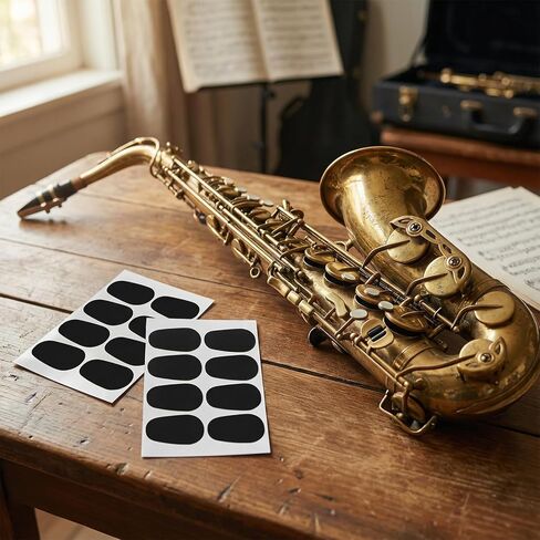 0.8 MM Saxophone Mouthpiece Pads, 48 PCS Clarinet Mouthpiece Patch, Alto Sax Comfort Cushion Black Silicone Teeth Patch for Wind Instruments Protection in Kuwait