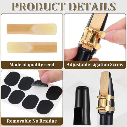 49Pcs Alto Saxophone Mouthpiece Kit, Includes Gold Sax Ligature, Saxophone Mouthpieces, Plastic Cap, 21 Sax 2.5 Reeds, 24 Mouthpiece Pads and 1 EVA Storage Case for Alto Saxs Parts and Accessories in Kuwait