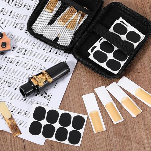 49Pcs Alto Saxophone Mouthpiece Kit, Includes Gold Sax Ligature, Saxophone Mouthpieces, Plastic Cap, 21 Sax 2.5 Reeds, 24 Mouthpiece Pads and 1 EVA Storage Case for Alto Saxs Parts and Accessories in Kuwait