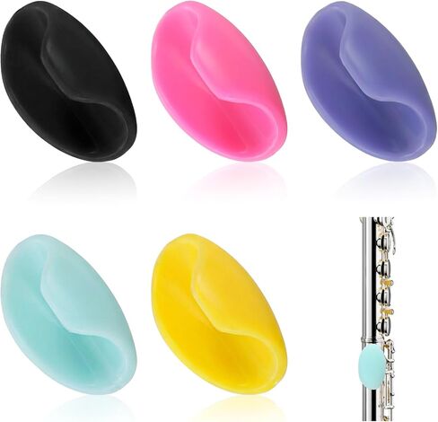 5 Pcs Flute Thumb Rest Cushion, Soft Silicone Finger Cover Protector Clarinet Thumb Rest Cushion Pads Instrument Parts Accessories for Flute, Clarinet Wind Instruments (5 Color) in Saudi Arabia