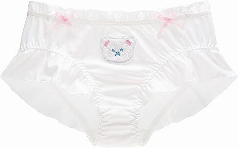 Women's Cute Underwear Silk Panties Cartoon Teddy Bear Print Frill Panties Ladies Soft Breathable Briefs M-XL in Kuwait