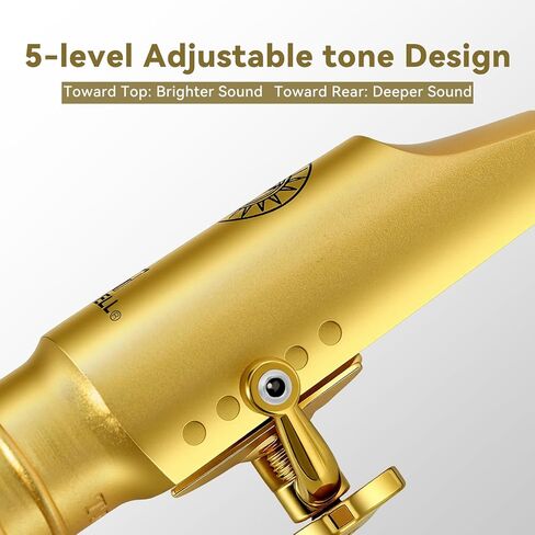 ROWELL Tenor Saxophone Metal Mouthpiece Jazz Sax Mouthpiece- 5-Level Adjustable Ligature & Protective Cap Full Tone for Jazz & Concert Band in Kuwait