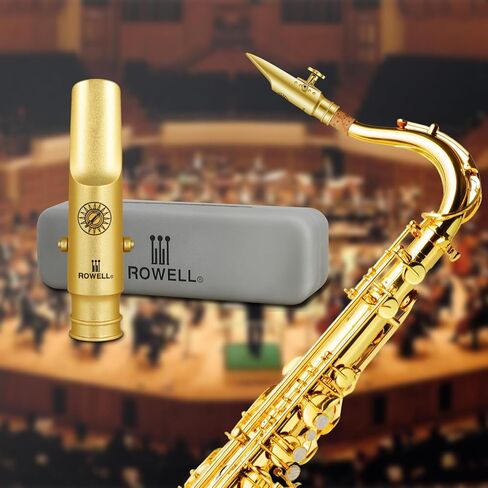 ROWELL Tenor Saxophone Metal Mouthpiece Jazz Sax Mouthpiece- 5-Level Adjustable Ligature & Protective Cap Full Tone for Jazz & Concert Band in Kuwait