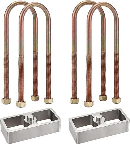 Universal Leaf Spring Lowering Block Kit- 1 inch,2-1/2" Wide, 5" Long, Zinc-Plated U-Bolts,Heavy Duty Steel 1" Lowering Block Kit and U-bolts Kit in Kuwait
