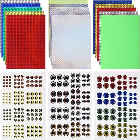 OROOTL Fishing Lure Stickers Eyes Kit, Assorted Holographic Adhesive Flash Lure Tapes 3D/4D/5D Fishing Eyes Reflective Film Stickers for Fly Tying DIY Materials in Saudi Arabia