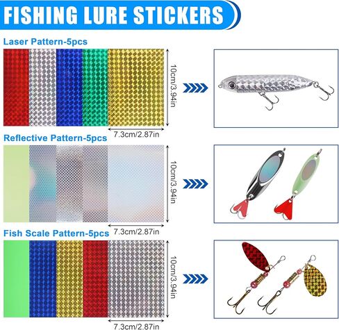 OROOTL Fishing Lure Stickers Eyes Kit, Assorted Holographic Adhesive Flash Lure Tapes 3D/4D/5D Fishing Eyes Reflective Film Stickers for Fly Tying DIY Materials in Saudi Arabia