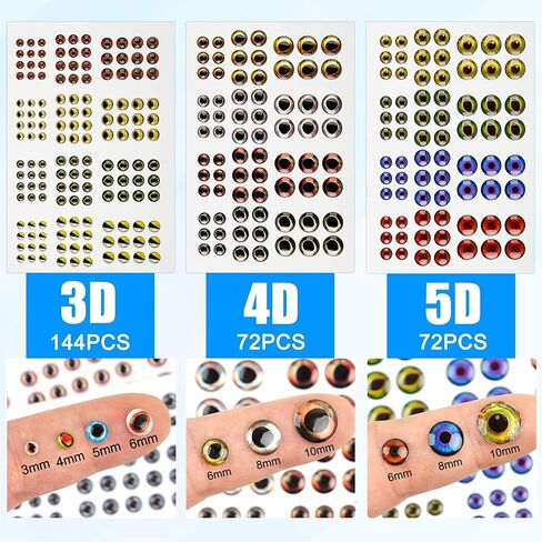 OROOTL Fishing Lure Stickers Eyes Kit, Assorted Holographic Adhesive Flash Lure Tapes 3D/4D/5D Fishing Eyes Reflective Film Stickers for Fly Tying DIY Materials in Saudi Arabia