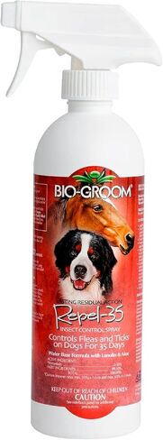 Bio-GROATH Repel-35 Flea & Trick Dog Spray-برغوث ووقاية للكلاب ، وعلاج البراغيث القط ، خالية من القسوة ، مصنوعة في الولايات المتحدة الأمريكية ، طارد القراد الطبيعي ، رذاذ ذبابة للخيول-16 Fl Oz 1 pack in Kuwait