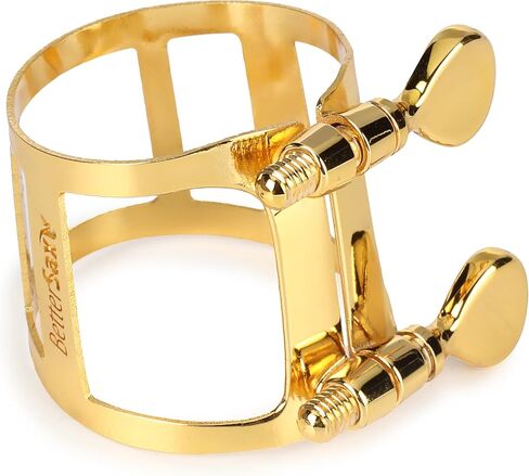 رباط الساكسفون تينور من BetterSax Burnin - نحاس مطلي بالذهب عيار 24 قيراط، صممه بيتر جيسن - يناسب المطاط الصلب القياسي وقطع الفم النحيفة - استجابة سريعة، لون متوازن، يتضمن غطاء وحقيبة in Kuwait