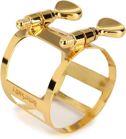 رباط الساكسفون تينور من BetterSax Burnin - نحاس مطلي بالذهب عيار 24 قيراط، صممه بيتر جيسن - يناسب المطاط الصلب القياسي وقطع الفم النحيفة - استجابة سريعة، لون متوازن، يتضمن غطاء وحقيبة in Kuwait