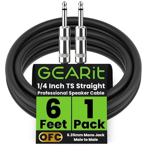 GEARit Professional Speaker Cable (15ft) 12AWG Pure Copper 1/4 inch to 1/4 inch TS Straight Male to Male for Amplifier, Speaker Cabinet, PA and DJ Audio in Saudi Arabia