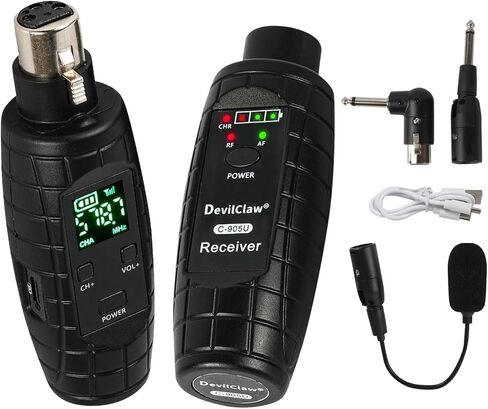 نظام ميكروفون لاسلكي UHF، محول XLR لجهاز الإرسال والاستقبال للميكروفونات الديناميكية، والجيتار، والخلاط، ونظام PA، وأجهزة الإرسال والاستقبال (1 استقبال + 1 إرسال) in Kuwait