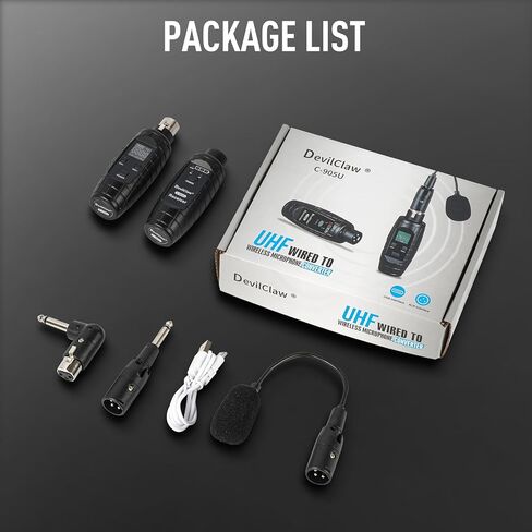 نظام ميكروفون لاسلكي UHF، محول XLR لجهاز الإرسال والاستقبال للميكروفونات الديناميكية، والجيتار، والخلاط، ونظام PA، وأجهزة الإرسال والاستقبال (1 استقبال + 1 إرسال) in Kuwait