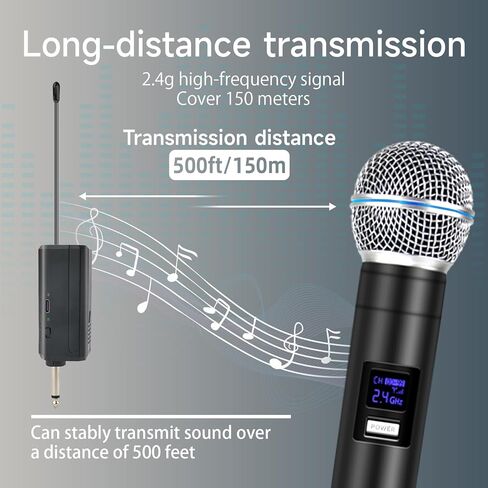 Professional Wireless Microphone for Podcast, Karaoke & Singing – 2.4GHz Portable Dynamic Mic with 150ft Range, 8H Battery,Micrófono Inalámbrico for Streaming & Live Performance in Saudi Arabia