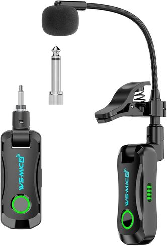 نظام ميكروفون الساكسفون اللاسلكي، ميكروفون بمشبك لفلوت الترومبون الساكسفون، التقاط أحادي الاتجاه برقبة الإوزة، مشبك قابل للتعديل 360 درجة، بطارية طويلة الكمون منخفضة للأداء in Kuwait