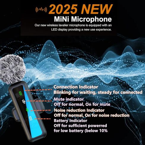 Wireless Lavalier Microphone for iPhone - iPad, Android Phone Computer, Mini Microphone for Live Streaming, Video Recording, Outdoor or Indoor Interviews, YouTube, TikTok, Vlog (black) in Kuwait