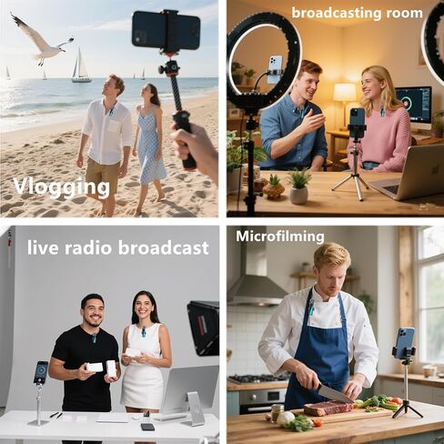 Wireless Lavalier Microphone for iPhone - iPad, Android Phone Computer, Mini Microphone for Live Streaming, Video Recording, Outdoor or Indoor Interviews, YouTube, TikTok, Vlog (black) in Kuwait