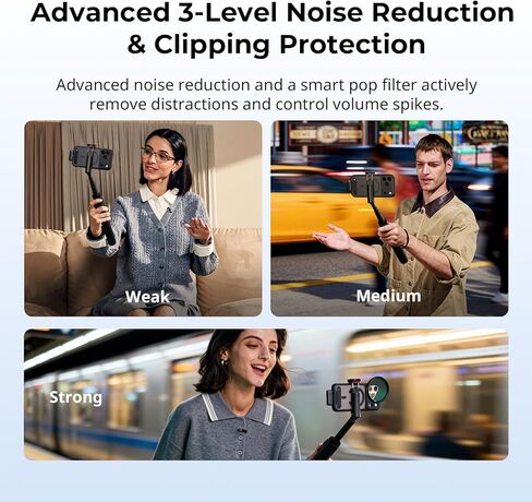 SMALLRIG Wireless Mic S70-C2 (2 TX + 1 RX + Charging Case), USB-C Compact Wireless Microphone for Android Phone/Action Camera, 48h Use, Noise Reduction Record for Vlog (Black) in Kuwait