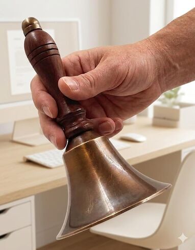 جرس مكالمة اليد الكبير والثقيل الصاخب العتيق لحفلات الزفاف ، عيد الميلاد ، المدرسة (3 "D x 3" W x 5.5 "H) من الساحر المعدني (حزمة 1) in Kuwait