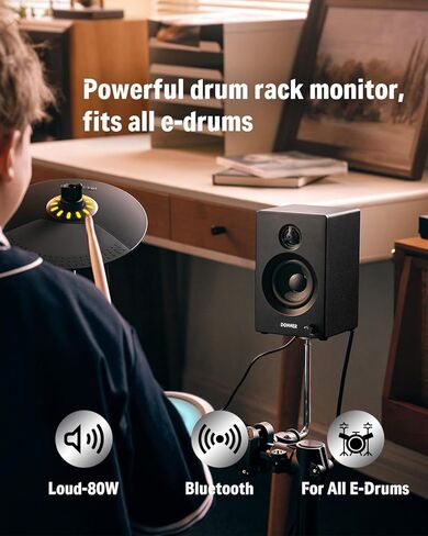 Donner Electric Drum Amplifier 20Watt, Wireless Bluetooth Electronic Drum Amp with 3" and 0.75" Dual Drivers, Mini Rack-Mountable Monitor Speaker DDA-20SE 80W Peak, Portable for Home Practice in Saudi Arabia