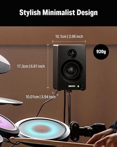 Donner Electric Drum Amplifier 20Watt, Wireless Bluetooth Electronic Drum Amp with 3" and 0.75" Dual Drivers, Mini Rack-Mountable Monitor Speaker DDA-20SE 80W Peak, Portable for Home Practice in Saudi Arabia