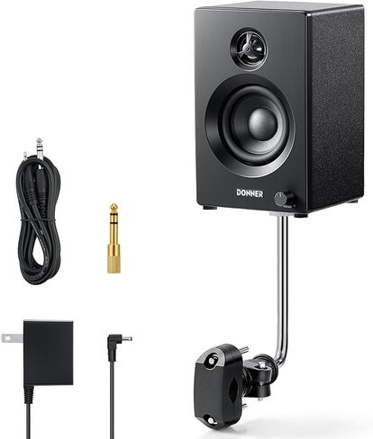 Donner Electric Drum Amplifier 20Watt, Wireless Bluetooth Electronic Drum Amp with 3" and 0.75" Dual Drivers, Mini Rack-Mountable Monitor Speaker DDA-20SE 80W Peak, Portable for Home Practice in Saudi Arabia