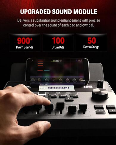 Donner Mini Electric Drum Amp 20W، مكبر صوت طبلة إلكتروني لاسلكي DDA-20 & DED-300X مجموعة طبلة إلكترونية، مجموعة طبلة كهربائية مع وسادة طبلة شبكية هادئة 10 بوصة، صنج تحطم 12 بوصة in Saudi Arabia