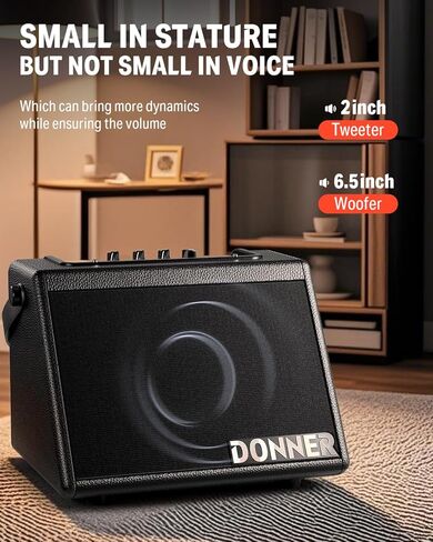 Donner Mini Electric Drum Amp 20W، مكبر صوت طبلة إلكتروني لاسلكي DDA-20 & DED-300X مجموعة طبلة إلكترونية، مجموعة طبلة كهربائية مع وسادة طبلة شبكية هادئة 10 بوصة، صنج تحطم 12 بوصة in Saudi Arabia