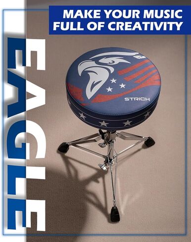 STRICH Drum Throne, Height Adjustable Padded Seat Drum Stool, Heavy Duty Swivel Drum Chair, Modern Elegant Edgy Graphic,Double Braced Padded Stool with 5A Drumsticks, SDB-20P, Blue in Saudi Arabia