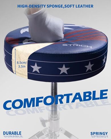 STRICH Drum Throne, Height Adjustable Padded Seat Drum Stool, Heavy Duty Swivel Drum Chair, Modern Elegant Edgy Graphic,Double Braced Padded Stool with 5A Drumsticks, SDB-20P, Blue in Saudi Arabia