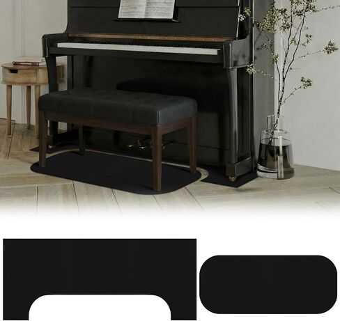 1 Set Piano Carpet for Noise Reduction Set 27 x 63 Inches Black Soundproof Rug Protector Sound Dampening Non Slip Thick Anti Vibration Acoustic Floor Mat Blankets for Drum Apartment Use in Kuwait