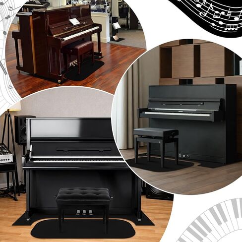 1 Set Piano Carpet for Noise Reduction Set 27 x 63 Inches Black Soundproof Rug Protector Sound Dampening Non Slip Thick Anti Vibration Acoustic Floor Mat Blankets for Drum Apartment Use in Kuwait