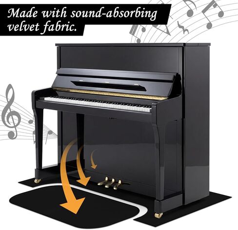 1 Set Piano Carpet for Noise Reduction Set 27 x 63 Inches Black Soundproof Rug Protector Sound Dampening Non Slip Thick Anti Vibration Acoustic Floor Mat Blankets for Drum Apartment Use in Kuwait