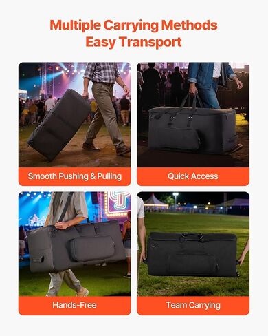 VEVOR Electronic Drum Kit Bag, 600D, Padded Drum Bag with Wheels, Large 36.2 x 16.5 x 16.1 in Interior, Lightweight Travel Case with Detachable Dividers, Multiple Pockets, for Electric Drums, Black in Kuwait