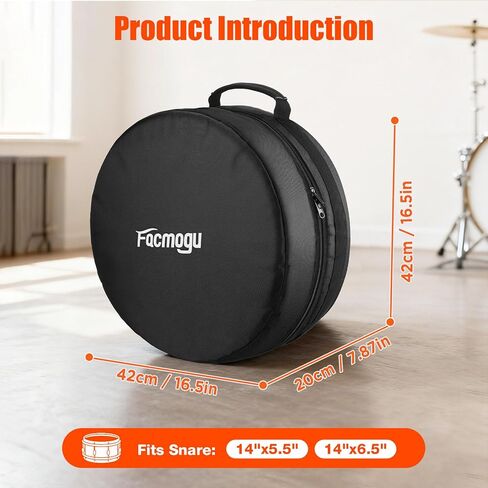 Facmogu 14"x5.5"/14"x6.5" Snare Drum Case, Thick Foam Padded Drums Bag w/Heavy-Duty 610D Oxford, Reinforced Handle, Lightweight Travel Case, Drums Case Drum Head Storage Bag for Snare Cymbal Storage in Saudi Arabia