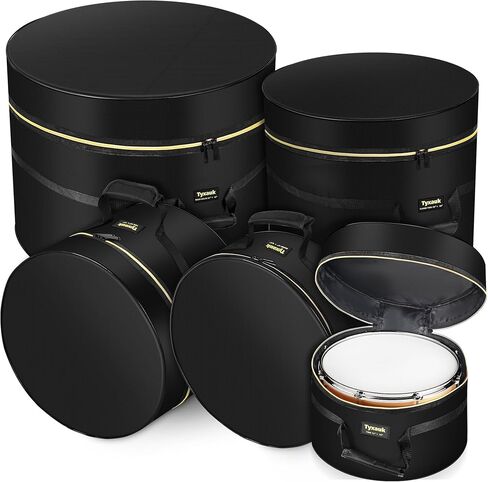 5-Piece Drum Case Set - Padded Drum Bags for 22" Kick, 12"/13"/16" Toms & 14" Snare Lightweight drum carrying cases for drummers, ideal for gig transport & long-term storage, protects standard kit in Kuwait